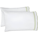 400TC Wavy Embroidery & Border Cotton Sateen Solid Pillowcases (Set Of 2)