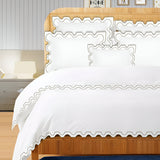 400TC Zig & Zag U Shape Embroidery Cotton Duvet Cover Set