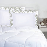 400TC Zig & Zag U Shape Scallop Embroidery Cotton Solid Pillow Sham
