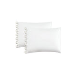 400TC Zig & Zag U Shape Scallop Embroidery Cotton Solid Pillowcases (Set Of 2)