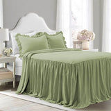400TC Cotton Sateen Solid Ruffle Bedspread Set