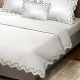 Imaginary Scallop 400TC Cotton Embroidery Sateen Solid Duvet Cover Set