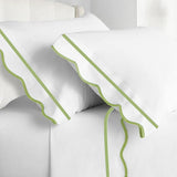 400TC Cotton Scallop Embroidery & Border Sateen Solid Top Sheet
