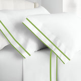 400TC Embroidery & Border Cotton Sateen Solid Pillowcases (Set Of 2)
