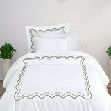 Double Wavy Embroidered Cotton Duvet Cover Set