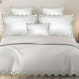 Imaginary Scallop 400TC Cotton Embroidery Sateen Solid Duvet Cover Set