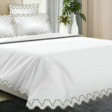 Imaginary Scallop 400TC Cotton Embroidery Sateen Solid Duvet Cover Set