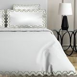 Imaginary Scallop 400TC Cotton Embroidery Sateen Solid Duvet Cover Set
