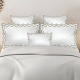 Imaginary Scallop 400TC Cotton Embroidery Sateen Solid Duvet Cover Set