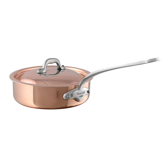 Mauviel M'Heriage M'150 S Copper Saute Pan With Curved Lid & Cast Stainless Steel Handle