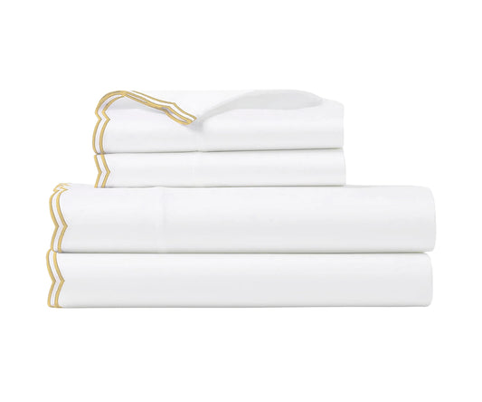 Scalloped 100% Cotton Bed Sheet Set