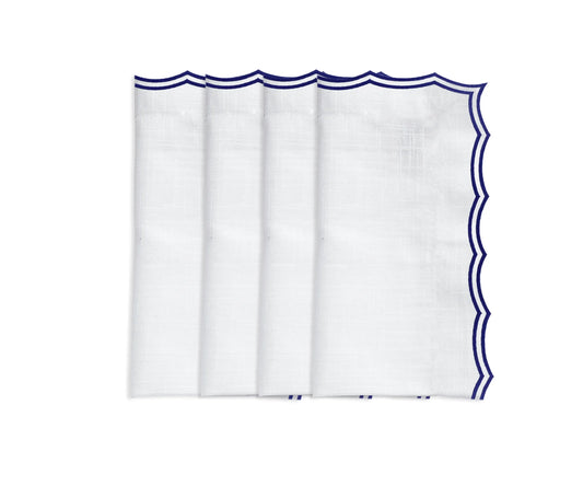 Navy Scallop Embroidery Napkins