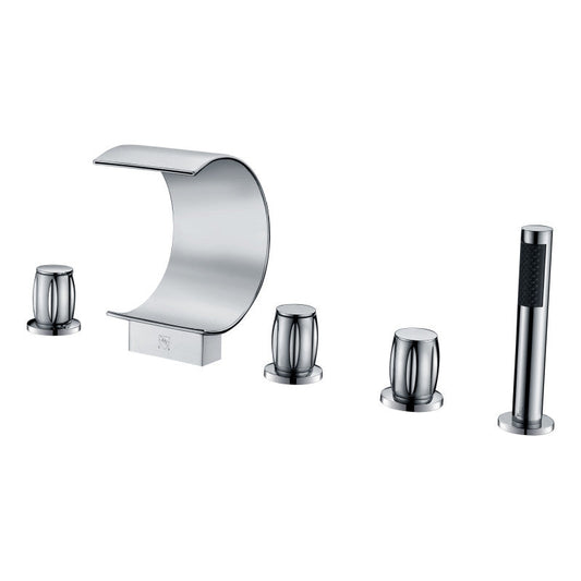 Ribbon 3-Handle Deck-Mount Roman Tub Faucet in Chrome