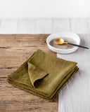 Olive green linen napkin set of 2