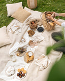 Striped in natural linen napkin set of 2