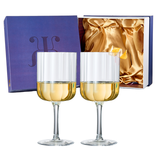 Flower Vintage Wine Glassware - Set of 2-13 oz (Clear)
