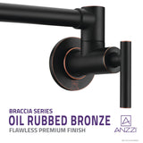 ANZZI Braccia Articulated Pot Filler, Dual Shut-Off Valves, 4 GPM High Flow, 24" Max Reach, Solid Brass Construction, Multiple Finishes