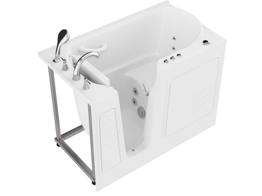 ANZZI Coupe Series 29 in. x 52 in. Quick Fill Walk-In Whirlpool Tub with Powered Fast Drain in White