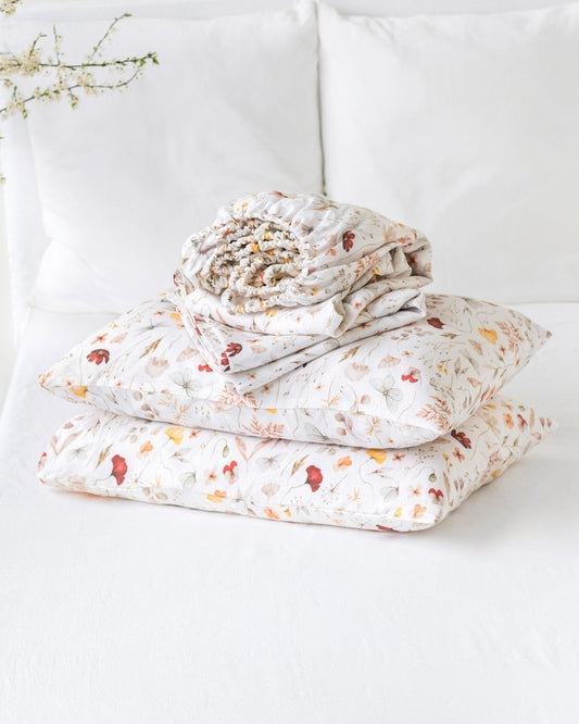 Meadow print linen sheet set (4 pcs)