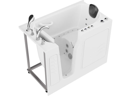 ANZZI Coupe Series 29 in. x 52 in. Quick Fill Walk-In Whirlpool and Air Tub with Powered Fast Drain in White