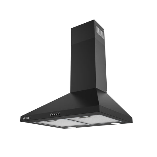 CIARRA 24 Inch Black Wall Mount Range Hood 450CFM Vent Hood Pyramid with Black Stove Hood Painting CAB60206P-OW