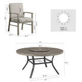 Peak Home Amario Round Outdoor Dining Set with Fixed Chair and Lazy Susan