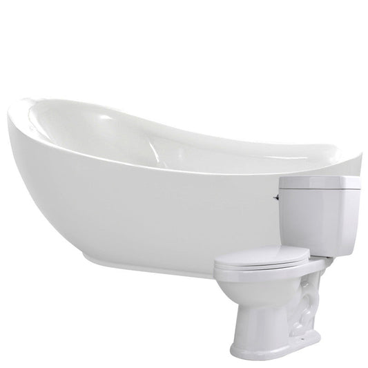 Talyah 71 in. Acrylic Soaking Bathtub with Talos 2-piece 1.6 GPF Single Flush Toilet