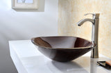 Cansa Series Deco-Glass Vessel Sink in Rich Timber
