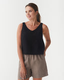 Black medium weight linen fabric (180 g/m2)