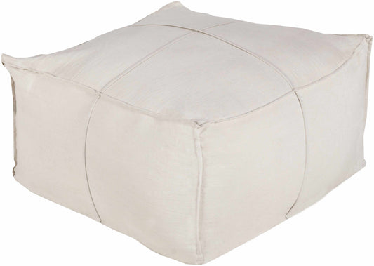 Friendsville Solid & Striped Ivory Pouf