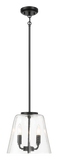 Soiree Four Candle Lights Pendant With Clear Glass - Black Finish
