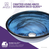 Soave Series 17 in. Bathroom Vessel Sink with Scratch-Tough and Stain-Resistant Surface in Sapphire Wisp Glass