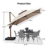 PURPLE LEAF Outdoor Garden Umbrella with Base, Cantilever Umbrellas in Wood Color