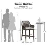 PURPLE LEAF Modern Bar Stools Aluminum Bar Stool with Cushion for Indoor and Outdoor, Kitchen Island