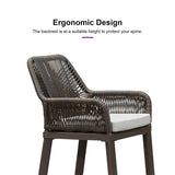PURPLE LEAF Modern Bar Stools Aluminum Bar Stool with Cushion for Indoor and Outdoor, Kitchen Island