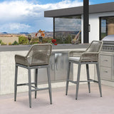 PURPLE LEAF Modern Bar Stools Aluminum Bar Stool with Cushion for Indoor and Outdoor, Kitchen Island
