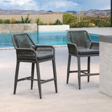 PURPLE LEAF Modern Bar Stools Aluminum Bar Stool with Cushion for Indoor and Outdoor, Kitchen Island
