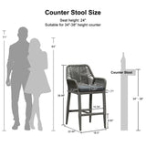 PURPLE LEAF Modern Bar Stools Aluminum Bar Stool with Cushion for Indoor and Outdoor, Kitchen Island