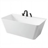 Vault Series 59 in. x 30 in. Flat Bottom Acrylic Freestanding Soaking Bathtub with Center Drain and Faucet