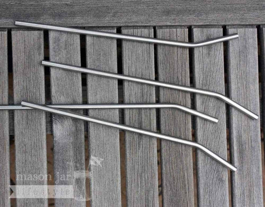 Long Thin Bent Stainless Steel Straws for Quart Mason Jars