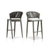PURPLE LEAF Counter Height Bar Stool Set of 2 Outdoor Stool Chair with Footrest Patio Bar Height Stools Rattan Barstools for Outdoor or Indoor