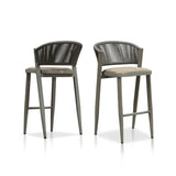 PURPLE LEAF Counter Height Bar Stool Set of 2 Outdoor Stool Chair with Footrest Patio Bar Height Stools Rattan Barstools for Outdoor or Indoor