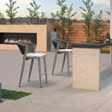 PURPLE LEAF Counter Height Bar Stool Set of 2 Outdoor Stool Chair with Footrest Patio Bar Height Stools Rattan Barstools for Outdoor or Indoor