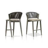 PURPLE LEAF Counter Height Bar Stool Set of 2 Outdoor Stool Chair with Footrest Patio Bar Height Stools Rattan Barstools for Outdoor or Indoor