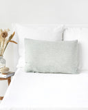 Striped in forest green linen pillowcase