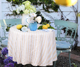 Farmhouse Stripe Linen Round Tablecloth