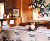 Navy Blue Striped Tablecloth