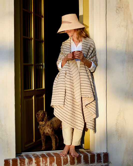 Thin Striped waffle throw blanket