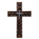 Studded Wood & Turquoise Cross Wall Decor, 4 MOQ