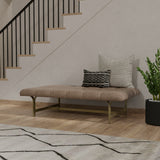 A Upholstered Leather Coffee Table with Metal Base